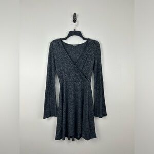 Express Grey Knit Flare Sleeve Dress